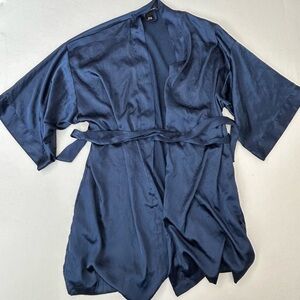 Navy Victoria’s Secret Short Satin Kimono Robe with Belt